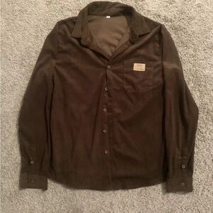 Corduroy Solid Shirt Coffee Brown